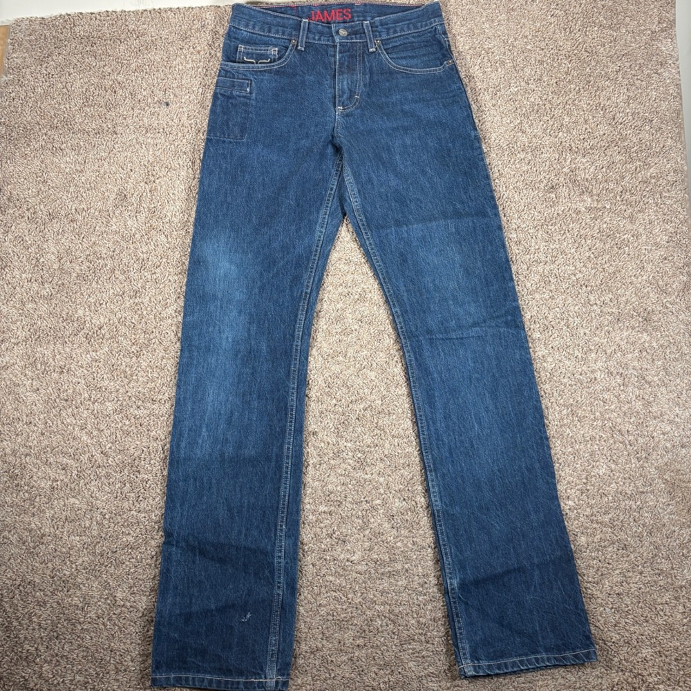 Kimes Ranch James Mens Straight Leg Jeans Blue Dark Wash 30x34 Made in USA